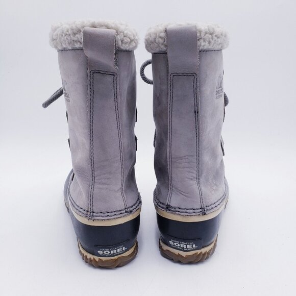 Sorel Gray Caribou Slim Winter Snow Boot Grey Suede Waterproof Mid-Calf Size 6.5 - Picture 4 of 9